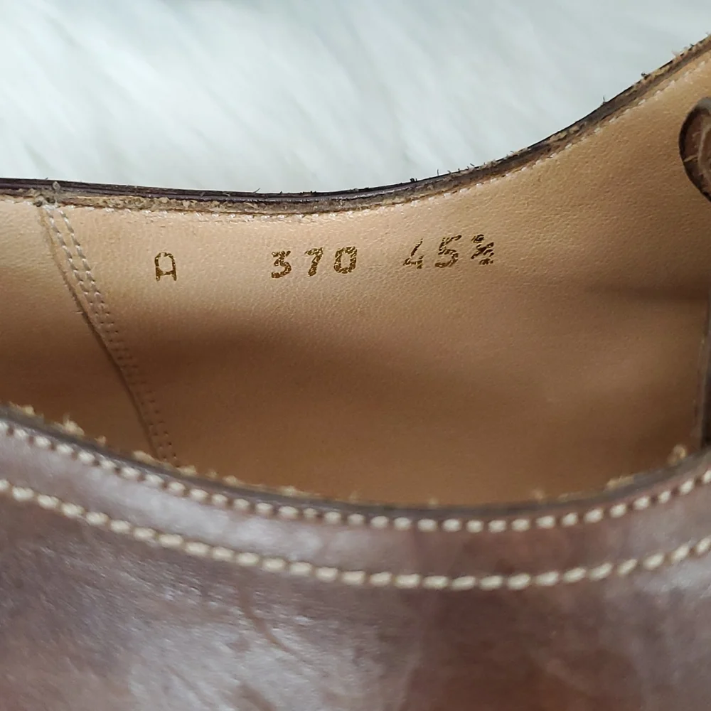 Canali Brown Leather Oxford Buckle Shoes 45.5 11.5  Made Italy Designer Dress